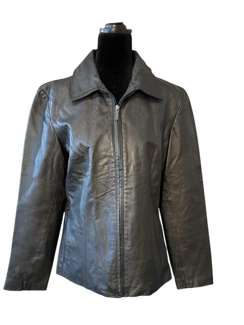 Vintage Worthington Black Leather Zip Jacket - Women